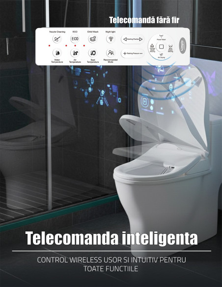 Capac wc smart Limpio WSB-1050RC electric cu functie bideu si telecomanda
