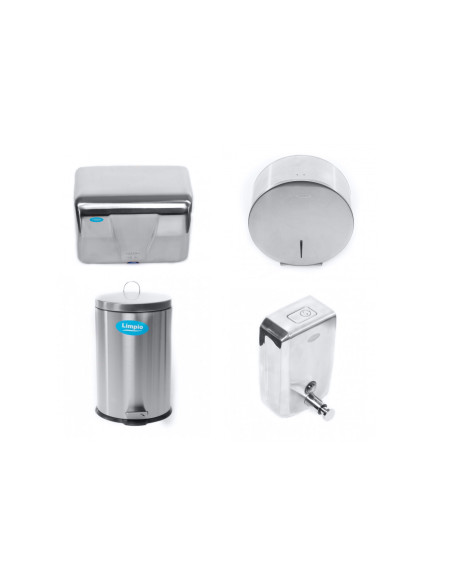 PACHET LIMPIO USCATOR DE MAINI  DOZATOR SAPUN  DISPENSER ROLA JUMBO  COS DE GUNOI